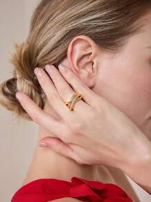 MOTF PREMIUM Anillo cerrado enchapado en oro de 18K con circonitas - Amarillo Oro - Ver 3