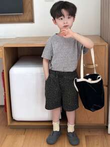 DAZY Young Boy Casual Leopard Print Denim Shorts - Grey - View 2