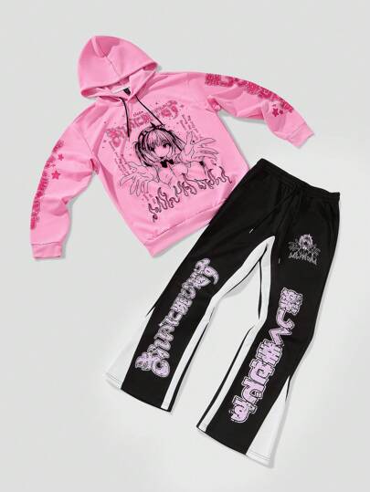 Anime بلوزة هودي للرجال بغطاء رأس وسحاب جر مطبوعة برسومات أنمي