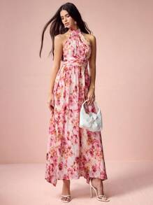 Enchnt Women Spring Simple Casual Daily Dress - Pink - View 4