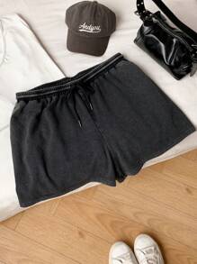 Comfortcana Ropa de mujer de talla grande estilo años 90, shorts de punto vintage con lavado ácido y aspecto desgastado con bolsillos, ropa estilo grunge, ropa urbana, ropa de primavera y verano, atuendo para estudiantes universitarios