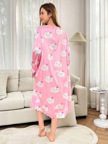 Dream Adore Cute & Sweet Cloud Pattern Women Nightgown - Pink - View 2