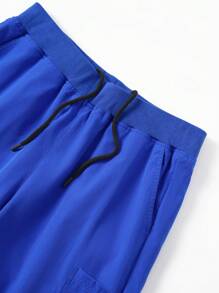 Manfinity Homme Pantalones casuales de unicolor para hombres con diseño de bolsillo con lazo delantero - Azul - Ver 5