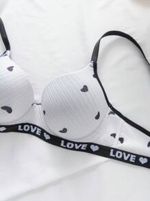 3pcs/Set Heart Striped Wireless Bras, Minimalist Fashion Casual Daily Wear - Multicolor - View 6