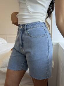 SHEIN EZwear Women's Fitted Casual Denim Shorts With Butterfly Print And Bow Accent, Blue, Summer / Summer / Summer,Spring / Spring For Women,Beach For Woman / Beach,Brunch For Women, Spring Break / Spring Break, Concert Women / Rave Festival / Country Concert / Ibiza / Nashville