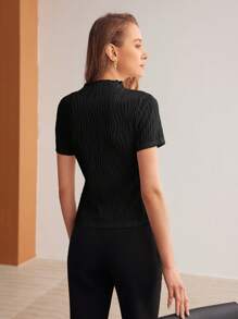 MOTF PREMIUM TEXTURED LETTUCE TRIM TOP - Black - View 8