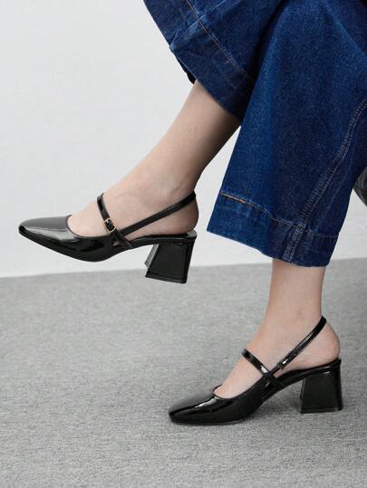 CUCCOO BIZCHIC Bombas slip-on de tacón ancho y puntera cuadrada elegantes, adecuadas para ir al trabajo y vestimenta casual en primavera y el Día de San Valentín