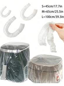 10 pièces Housses de protection jetables transparentes de 45/65/100 cm pour appareils ménagers avec bande élastique. Protecteurs de meubles anti-poussière épaissis. Convient aux petits appareils électroménagers tels que fours, autocuiseurs, blenders, grille-pain, friteuses à air, autocuiseurs électriques. Convient pour l'école, le bureau, la maison, les déplacements, les sacs, le stockage