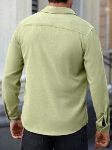Manfinity Homme Long Sleeve Solid Color Shirt, Simple Fashion Casual Wear - Mint Green - View 2