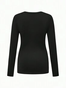 SHEIN 3-Piece Maternity Round Neck Long Sleeve Bodycon T-Shirt Set, Casual - Army Green - View 10