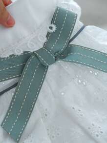 PETSIN 1pc Pet Dog Cat General Spring/Summer Embroidered Pastoral Bow Decor Cute Dress - White - View 5