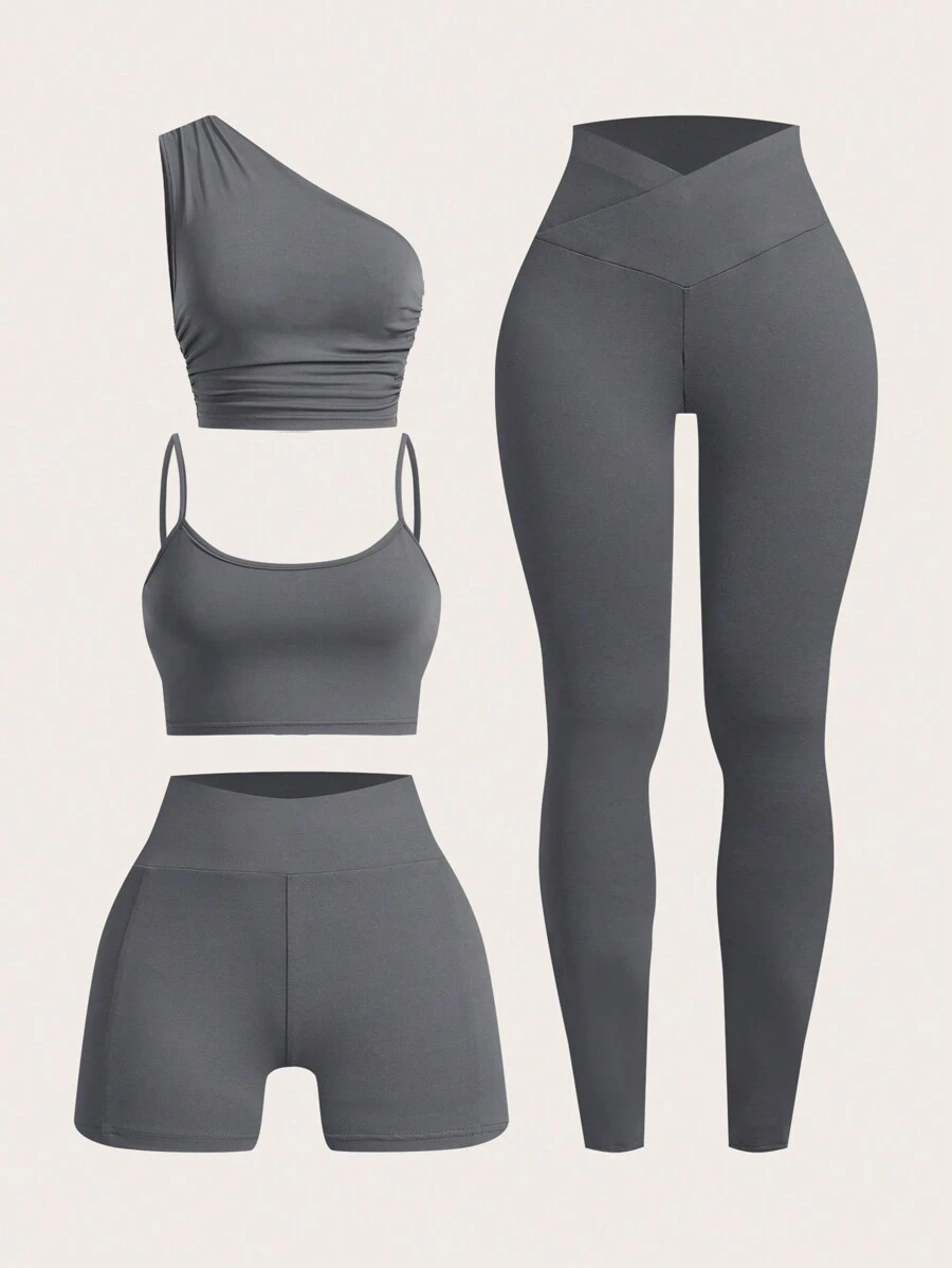 SHEIN EZwear 深灰色多件套户外套装，简约时尚休闲日常穿着 - 深灰色 - 查看 1