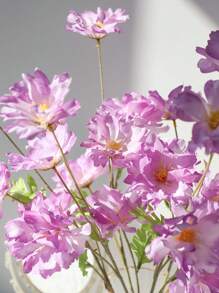 1pc Artificial Flower Bouquet, Home & Office Desk Decor, Fake Flower Plants - Purple - View 6