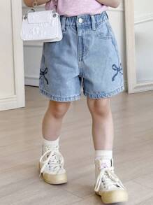 Dazy Kids Pantalones cortos de mezclilla para niña joven