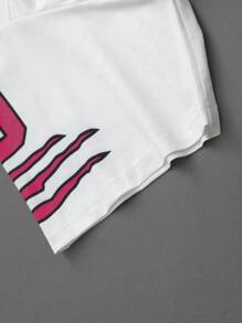 PAVTROS Manfinity Streetrush Men Short Sleeve Letter Print Simple T-Shirt And Pants Set, Men Tracksuit, Men Two Pieces Outfits, Men Clothes, Boyfriend Gift - Multicolor - View 3