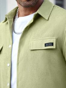 Manfinity Homme Long Sleeve Solid Color Shirt, Simple Fashion Casual Wear - Mint Green - View 4