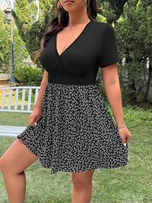 CovetEZ Plus Size Casual A-Line Summer Dress - Black - View 3