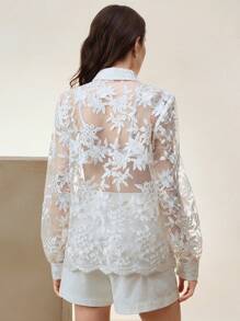 Anewsta Women Elegant Chiffon Jacquard Blouse