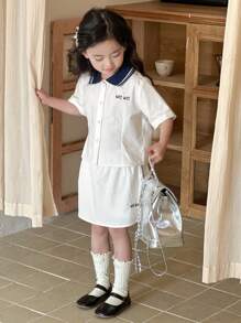 DAZY 2pcs/Set Young Girls Autumn Outfits - White - View 3