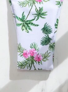 SHEIN Swim Women's Palm Tree Print Bikini Swimwear Set, Print Style Random, For Summer Beach Vacation - Multicolor - View 4