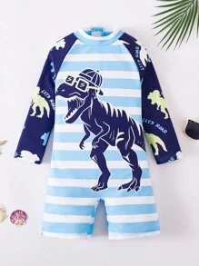SHEIN 1 Piece Set Young Boys Boys Casual Sports Swimsuit With Dinosaur Pattern Leggings Kids Outfits Young Boy Clothes Back To School Boys Set Suitable For Outdoor Swimming Kids Bathing Suits Suitable For Spring, Summer