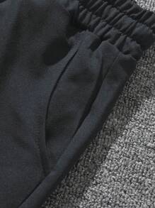 Manfinity Hypemode Men's Solid Color Front Tie Pocket Casual Shorts, Daily Wear, Casual - Dark Grey - View 3