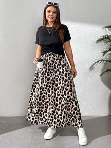 SHEIN Essnce 大码女士度假装、沙滩装、女士两件套套装、姐妹装、女士夏季服装、女士沙滩装、女士春假太阳裙、春假连衣裙 - 黑色 - 查看 8