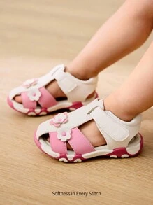 Cozy Pixies 1 par Sandalias deslizantes de niña de dos tonos, versátiles, retro, casuales y cómodas para el verano