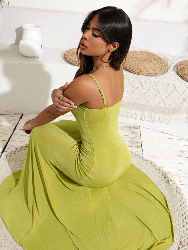 lime green spaghetti strap dress Satin Maxi Dress With Spaghetti Straps in Lime Green  Lua Boutique