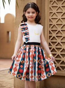 2pcs/Set Girl (Small) Crew Neck Sleeveless Simple Top And Mini Skirt - Multicolor - View 8