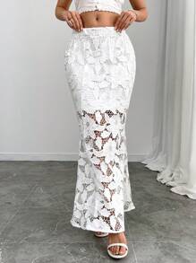 Chiquease Elegant & Versatile Lace Embroidery Decorated Women's Skirt