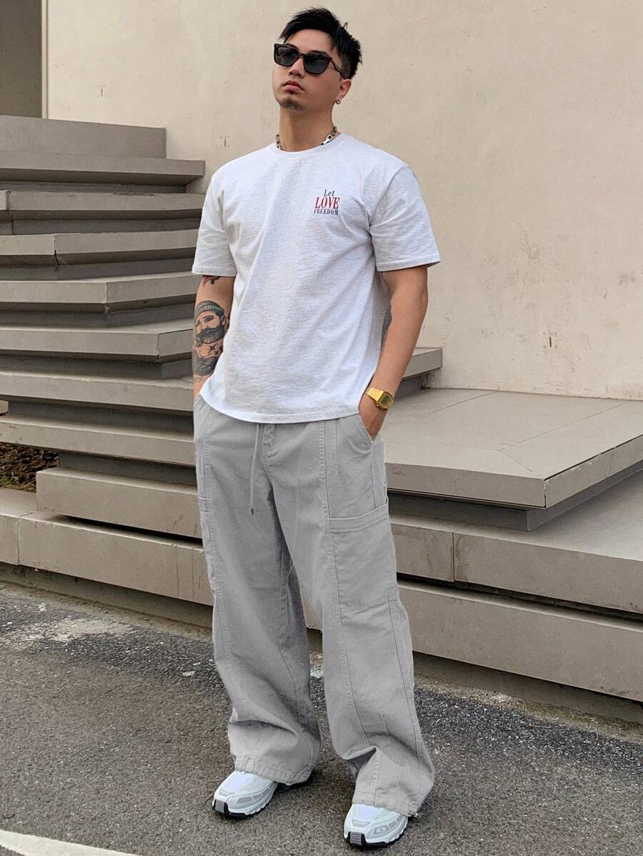 DAZY Men's Solid Color Simple Fashion Casual Jeans, Everyday Wear - Light Grey - View 1