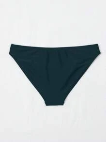 SHEIN Swim Women's Solid Color Basic Bikini Bottom, Casual Vacation, For Summer Beach - Green - View 2