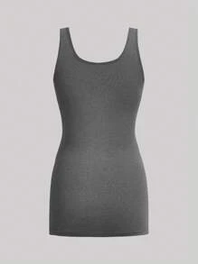 SHEIN Essnce 3pcs Women Long Knitted Camisole, White Grey Black Everyday Summer Casual - Grey - View 3