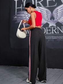 SHEIN Cottnline ELASTICAL WAISTED STRIPED SIDED SWEATPANT - Multicolor - View 2