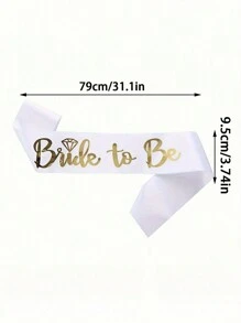 SHEIN 1 件 9.5*79 厘米缎带肩带，婚礼生日派对装饰，多种款式适合新娘、准爸爸、准妈妈、伴娘和伴郎、冠军、获胜肩带、生日礼物，多种颜色 - 白色 - 查看 6