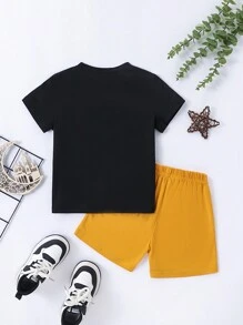 2pcs Young Boy Casual Minimalist Short Sleeve T-Shirt And Shorts Set, Everyday Wear - Multicolor - View 2