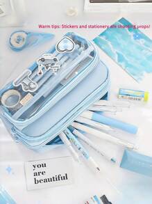1 Pieza Bolsa de Papelería de Gran Capacidad de 21.5Cm*9.8Cm*12.5Cm, Bolsa de Lápices Creativa, Bolsa de Almacenamiento de Lápices y Bolígrafos, Bolsa de Almacenamiento Portátil de Cosméticos, Bolsa de Lápices Esencial para Volver a la Escuela, Adecuada para Oficina, Útiles Escolares, Regalos de Cumpleaños, Variedad de Colores, Volver a la Escuela, Útiles Escolares