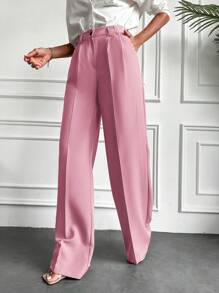 EURMUSE Solid Slant Pocket Suit Pants - Dusty Pink - View 3