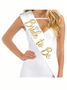 SHEIN 1 件 9.5*79 厘米缎带肩带，婚礼生日派对装饰，多种款式适合新娘、准爸爸、准妈妈、伴娘和伴郎、冠军、获胜肩带、生日礼物，多种颜色 - 白色 - 查看 1