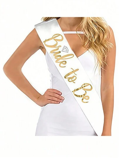 SHEIN 1 件 9.5*79 厘米缎带肩带，婚礼生日派对装饰，多种款式适合新娘、准爸爸、准妈妈、伴娘和伴郎、冠军、获胜肩带、生日礼物，多种颜色