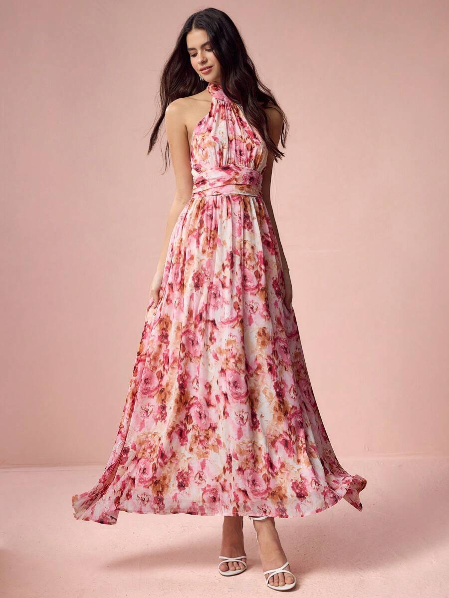 Enchnt Women Spring Simple Casual Daily Dress - Pink - View 1