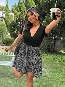 CovetEZ Plus Size Casual A-Line Summer Dress - Black - View 6