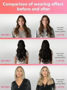 7 PIEZAS Extensiones de cabello con clip recto 100% cabello humano real de 14-24 pulgadas 115G Doble trama Extensiones de cabello con clip invisibles Cabello humano Remy natural para uso diario de mujeres y niñas - T17/22/60 - Ver 8