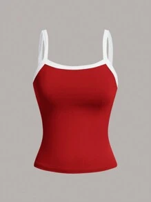 SHEIN Essnce Ladies' Summer Sporty Trainning Color-Block Casual Camisole , 4 Packs Tank Top , Knit Tank Top Tennis Top - Red - View 7