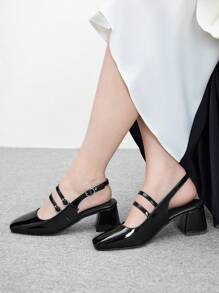 CUCCOO BIZCHIC Simple Women Mary Jane Platform Heels Shoes, For Halloween Spring Shoes Spring Break Easter - Black - View 5