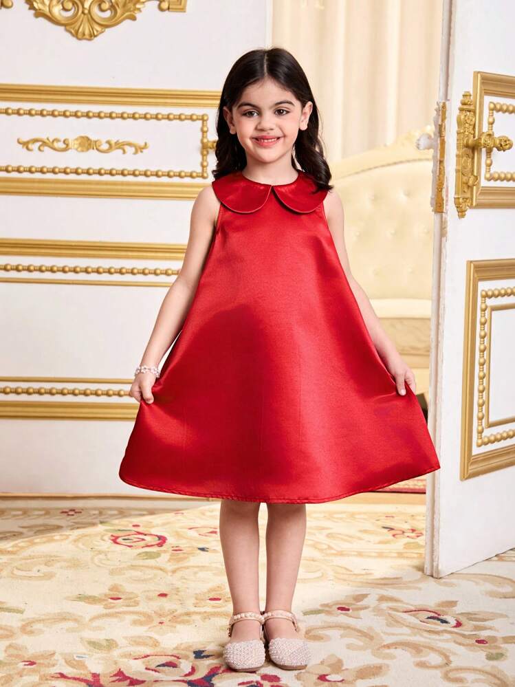 SHEIN 年轻女孩 2 件套：可爱编织网眼披肩和彼得潘领优雅连衣裙春夏季假期，华丽公主，派对装 - 彩色 - 查看 6