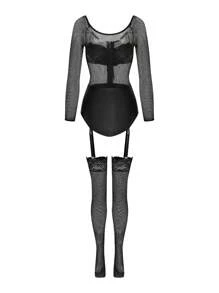 Disfraz de lencería cómoda y transparente de mujer de oficial de policía - Negro - Ver 4
