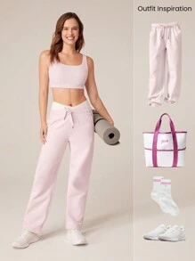 GLOWMODE SoftSerene Modal Just Breathe Open-Back Ruched Band Sports Bra Low Impact Yoga Daily Removable Cups Spring Summer - Pink - View 7