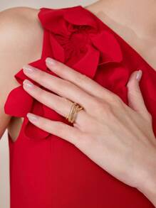 MOTF PREMIUM Anillo cerrado enchapado en oro de 18K con circonitas - Amarillo Oro - Ver 5